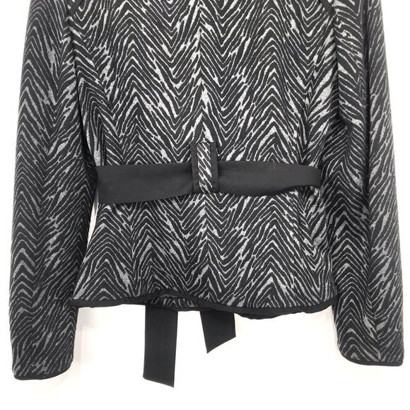 Sandro Sportswear Black Gray Animal Print Sash Waist Blazer Jacket - Picture 12 of 16